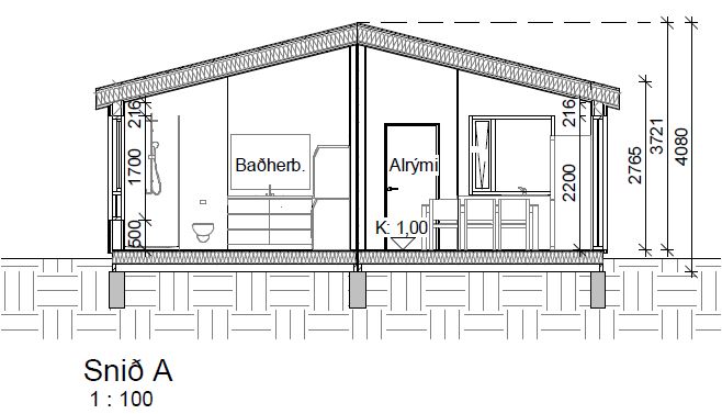 Einbýlishús 87m2 -3 eða 4 svefnherbergi - Snið